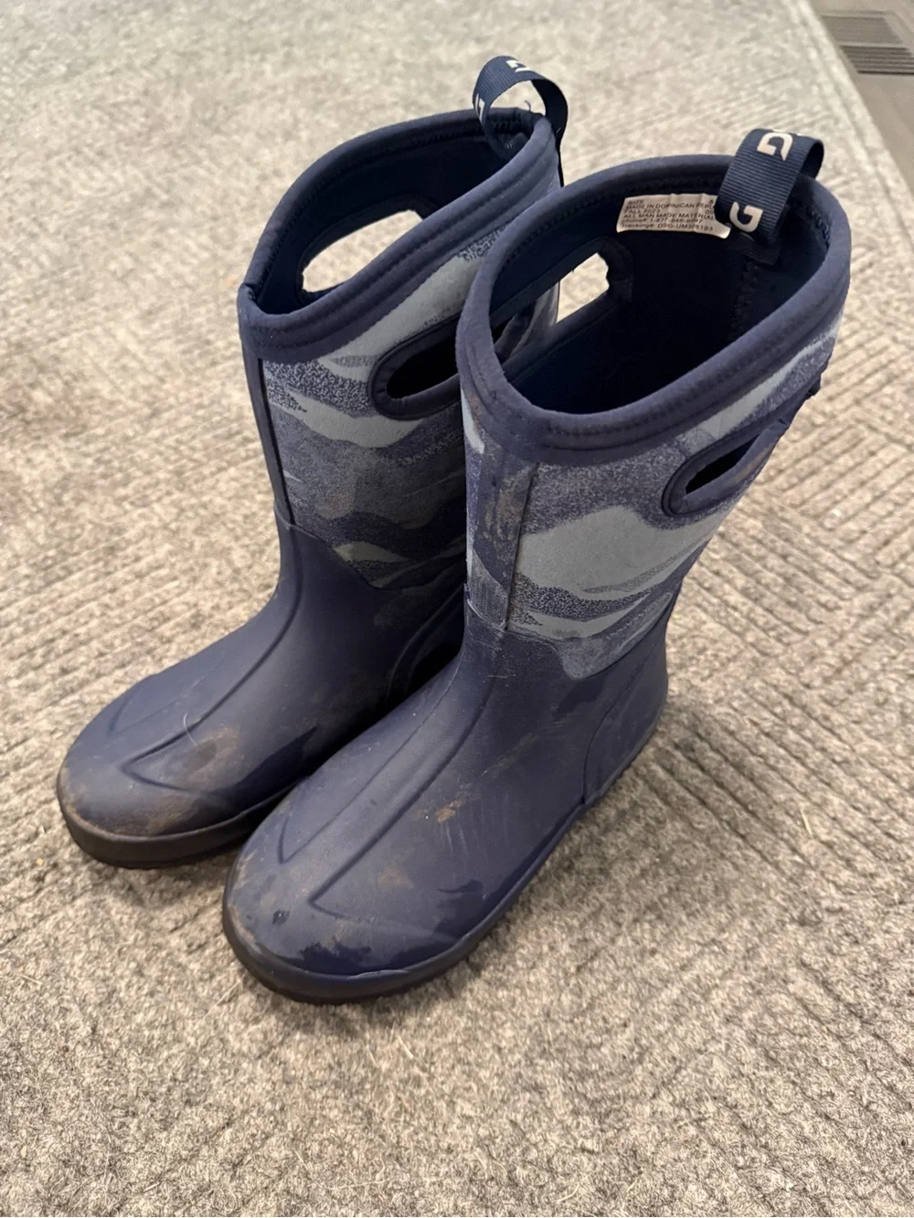 Kids Navy Blue DSG Patterned Rain Boots